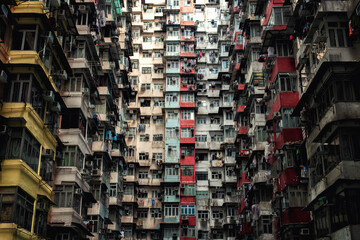 Overcrowded residential building in Hong Kong