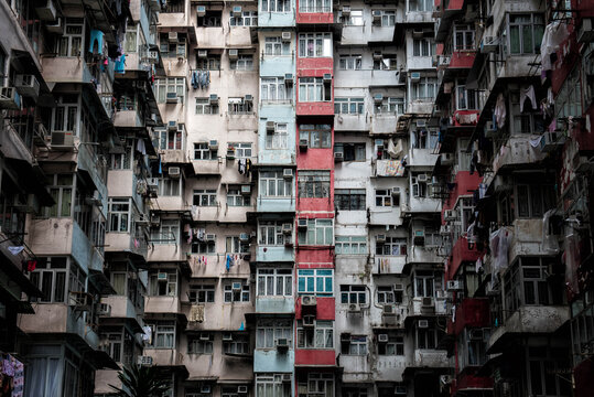 Overcrowded residential building in Hong Kong