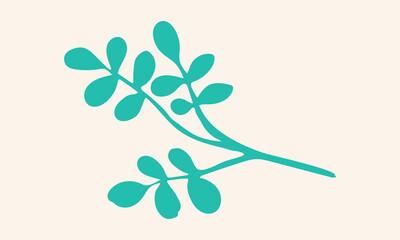 Hand drawn vector illustration of herbs. Doodle floral element. Spring and summer symbol. Contour otline drawing of simple colorful twigs and flowers