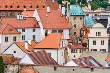 Red rooftops of old buildings in Czech Republic