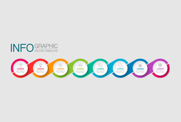 Vector infographic template with 8 steps or options. Data presentation, business concept design for web, brochure, diagram.