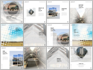 Fototapeta na wymiar Brochure layout of square format covers design templates for square flyer leaflet, brochure design, report, presentation, magazine cover. Corporate business concept template with abstract ackgrounds.