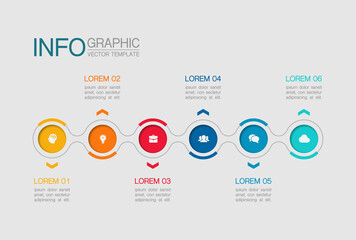 Vector infographic template with 6 steps or options. Data presentation, business concept design for web, brochure, diagram.