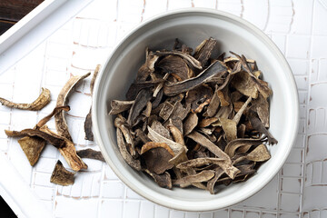 Traditional Siberian Food: Dried wild mushrooms