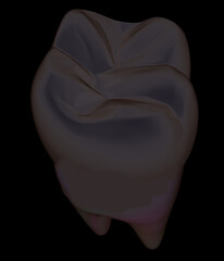 Tooth. 3d illustration. On a black background.