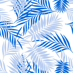 Seamless pattern with tropical leaves. 