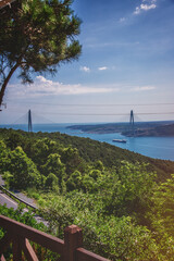 View of Bosphorus and Yavuz Sultan Selim bridge
