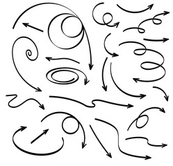 Hand drawn swirl arrow set for your design