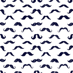 Vector seamless pattern with mustache silhouettes. Ideal for cards, invitations, baby shower, party, kindergarten, children room decoration.