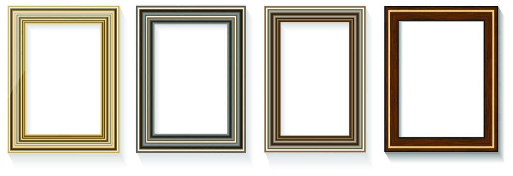 Set of four picture frames with shadow.