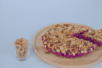 Almond on Purple Cake. purpel sweet potato brownie.