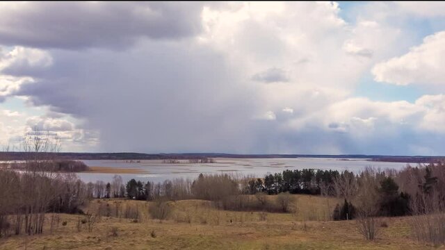 Stormy sky at Braslau Lakes, Belarus. Timelapse 4K video