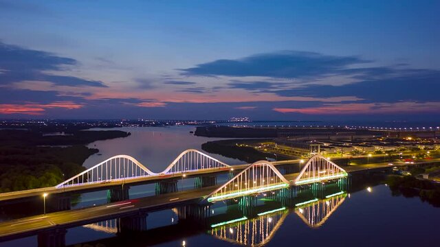 Light trails on the reclamation PIK 2 bridge