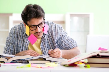 Student preparing for university exams with many conflicting pri