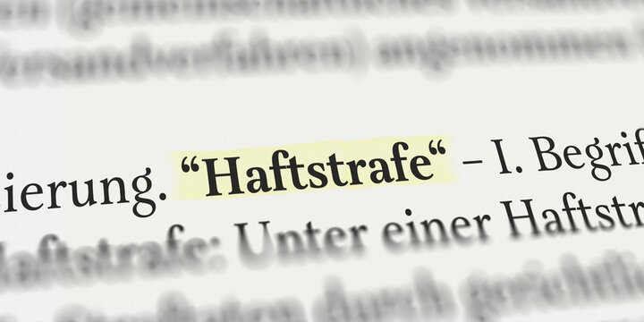 Haftstrafe im Buch mit Textmarker