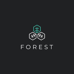 Minimalist Lined Forest or Leaf Logo Design