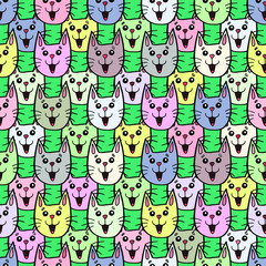 seamless pattern with funny cartoon cats