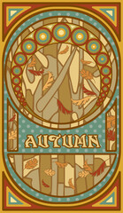 Autumn banner in art nouveau style, vector illustration	