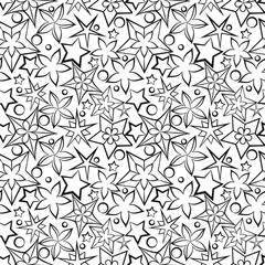 Seamless Pattern - Stars and Flowers