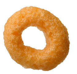 Breakfast cereal fruit rings on a white background