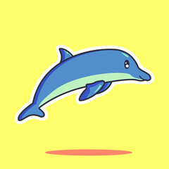 cute dolphin vector illustration. flat cartoon style