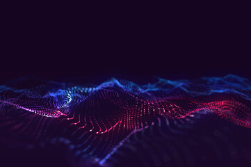 Abstract polygonal space low poly dark background with connecting dots and lines.