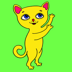 funny colored cat vector illustration 