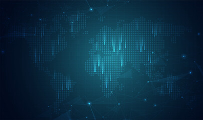 Global network technology background with world map or social media communication internet network Connection vector design...