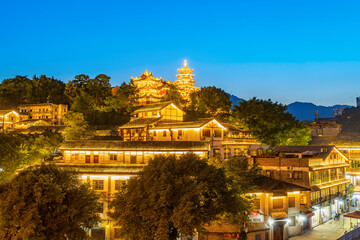 Famous ancient town and Temple Pagoda in Ciqikou, Chongqing, China