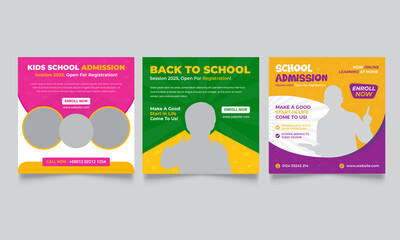 kids school education social media post banner design or web banner design template.