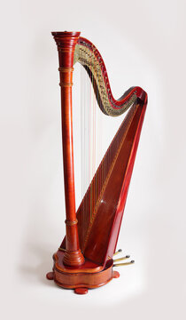 Harp isolated on white background silhouette shellak wooden mucical instrument close up, LARGE