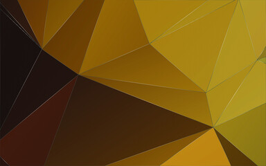 Modern (Golden) Polygonal shapes background, low poly triangles mosaic, golden or gold crystals backdrop, vector design wallpaper. High technology and luxury concept.