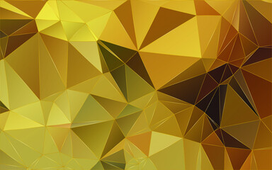 Modern (Golden) Polygonal shapes background, low poly triangles mosaic, golden or gold crystals backdrop, vector design wallpaper. High technology and luxury concept.