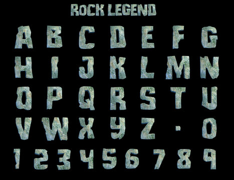 Rock legends stone alphabet - 3D Illustrations