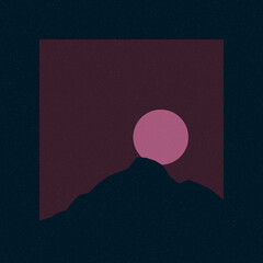 Mountains rocks silhouette art logo design illustration