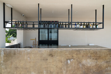 A bar in a rooftop open-air bar