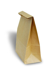 Brown paper bag isolated on white background. This has clipping path.  