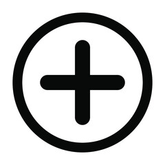 More icon. Plus or positive sign. Vector