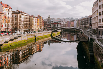 City of Bilbao divided by the Nervión, Ría de Bilbao