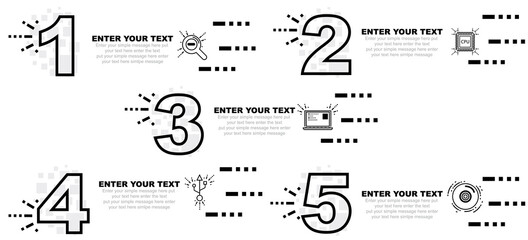 Minimal business infographic template with numbers 5 options or steps version five black