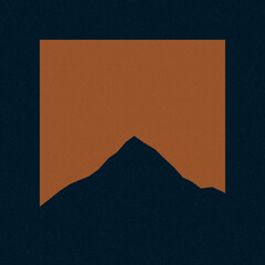 Jaffa Orange color Mountains rocks silhouette art logo design illustration