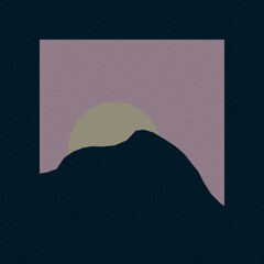 Pastel Blue color Mountains rocks silhouette art logo design illustration