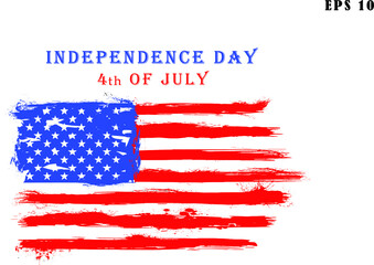 Fourth of july illustration. 4th july,  happy independence day, usa flag, american  flag. 