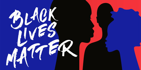 Black lives matter. Campaign against racial discrimination of dark skin color. Graphic design for Social advertising, web banner or t-shirt print. Modern minimalist concept. Fashion design