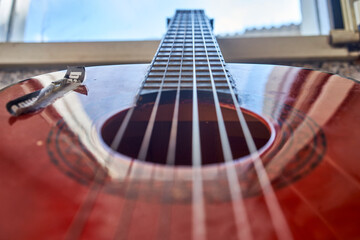 closeup of a classical guitar