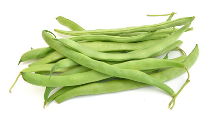 green beans on white background