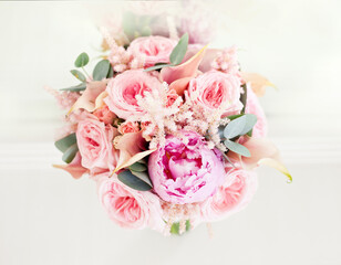 Gentle Bride's bouquet with pink flowers