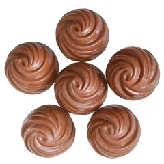 Chocolate sweetmeats close up isolated