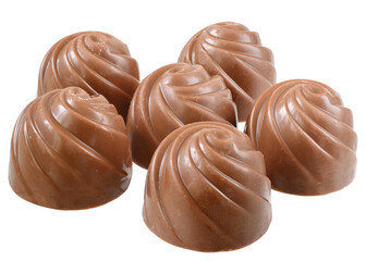 Chocolate sweetmeats close up isolated