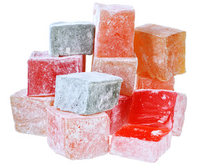 Turkish delight multicolored closeup isolated